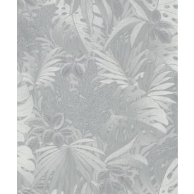   Levél mintázatú, szürke színű vlies tapéta - Botanic kollekció 33301