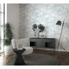 Levél mintázatú, fehér-szürke színű vlies tapéta - Botanic kollekció 33308