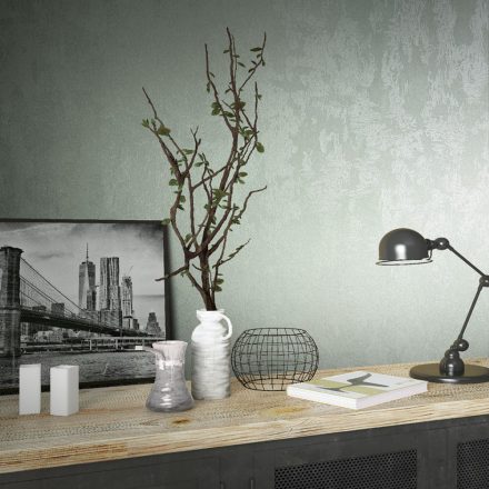Zöld színű beton mintázatú fényes vlies-vinyl tapéta - City Glow kollekció 34273